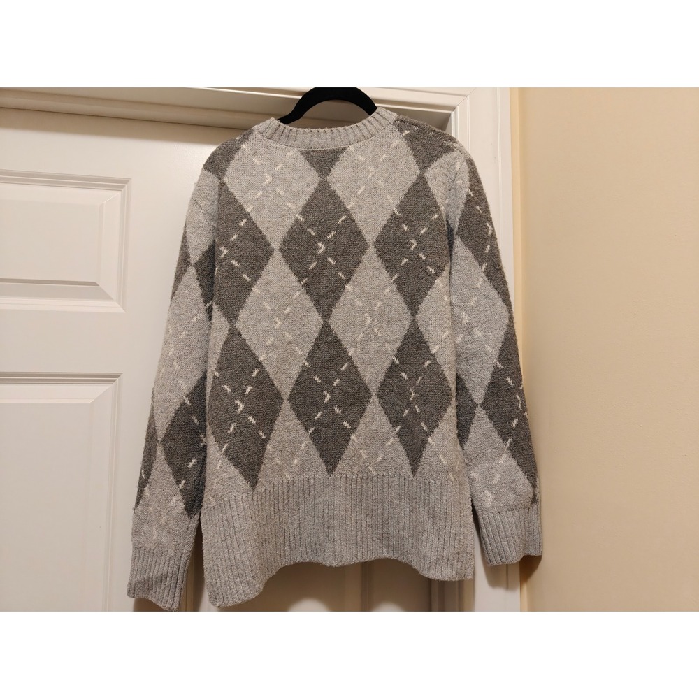 Pink Rose Grey Argyle Crew Neck Pullover Sweater Womens XS Soft Knit 5S28361 - Picture 2 of 8